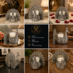 Peacock Candle Holder Silver Finish - Image 4