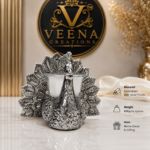 Peacock Candle Holder Silver Finish - Image 2