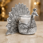 Peacock Candle Holder Silver Finish