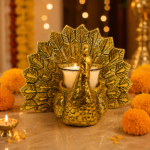Peacock Candle Holder Gold Finish - Image 3