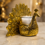 Peacock Candle Holder Gold Finish