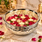 Handcrafted German Silver Urli Bowl – Floating Candle & Flower Centerpiece for Luxury Home Decor - Image 4