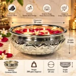 Handcrafted German Silver Urli Bowl – Floating Candle & Flower Centerpiece for Luxury Home Decor - Image 3